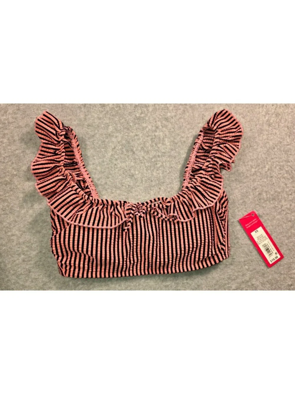 New Xhilaration Girls XS Pink with Strips Bikini Top